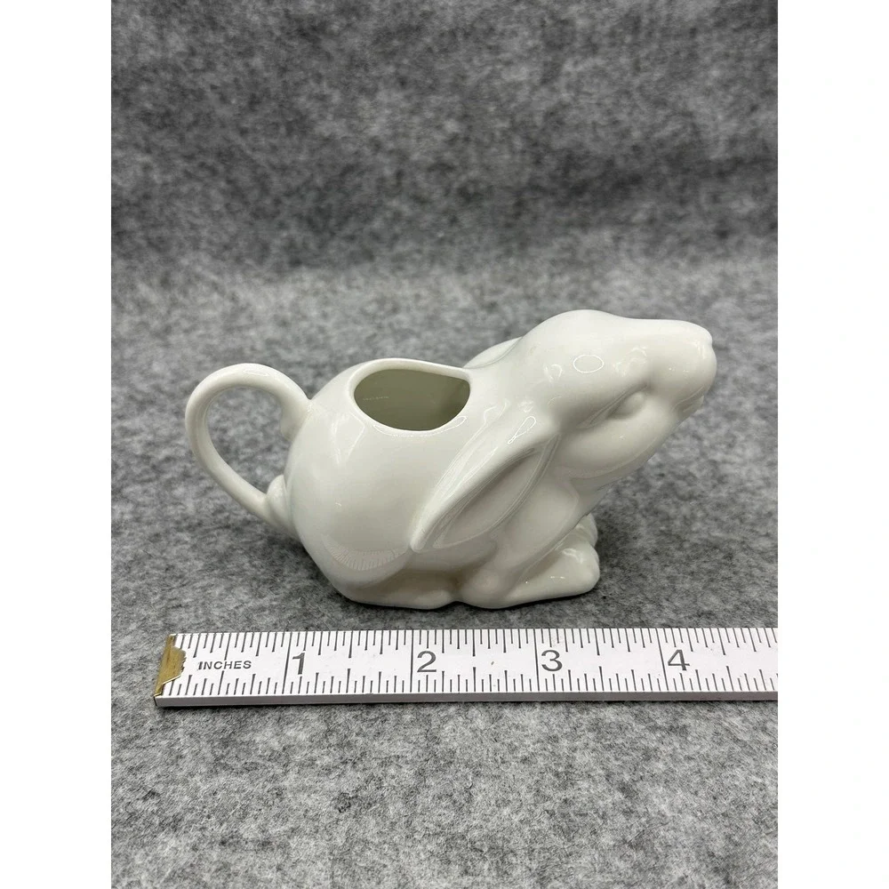 White Ceramic Bunny Rabbit Creamer Figural Easter Spring Small Milk Pitcher